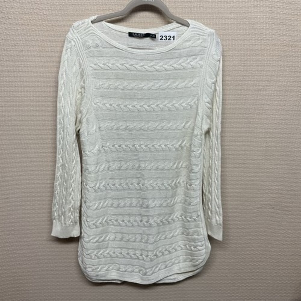 Lauren Ralph Lauren Ivory Cable Knit Tunic Sweater Women 2X China